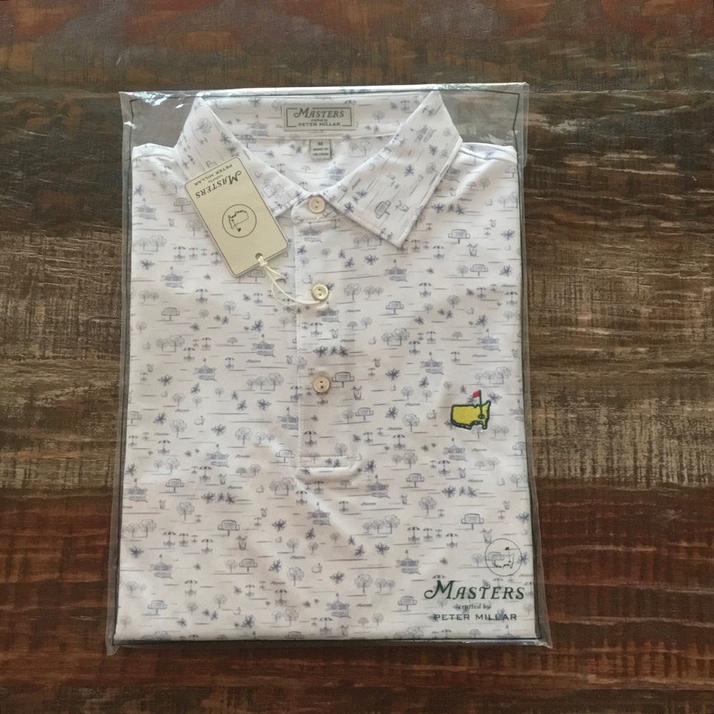 NEW Peter Millar Masters Augusta Tournament Golf Performance Printed Polo Shirt